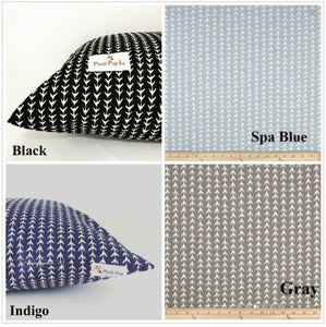 Vines Dog Bed Cover color options include black, spa blue, indigo, and gray