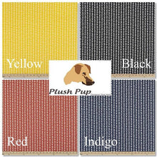 Load image into Gallery viewer, Color options including yellow, red, black, and indigo for vines dog bed cover