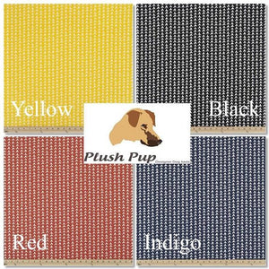 Color options including yellow, red, black, and indigo for vines dog bed cover